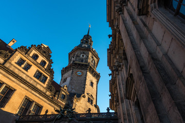 The old buildings in city Dresden against sky