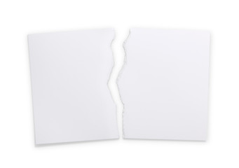Isolated torn white paper with clipping path