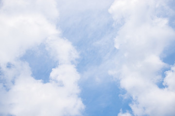 Fantastic soft white clouds against blue sky background