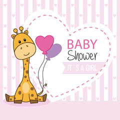 baby shower girl. Cute giraffe