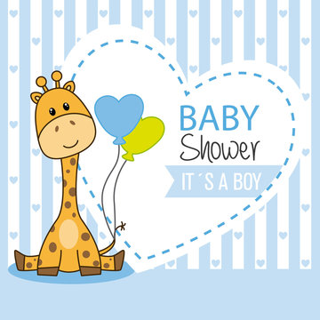 Baby Shower Boy. Cute Giraffe