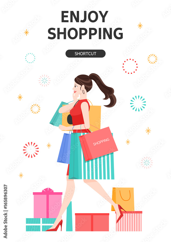 Wall mural shopping illustration