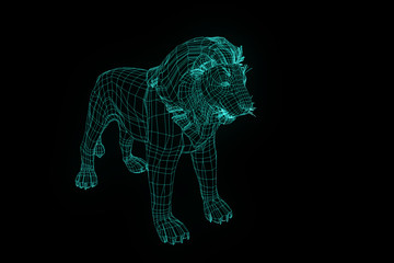 Lion in Hologram Wireframe Style. Nice 3D Rendering
- 165896549