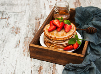 Pancakes with strawberries