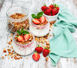 Yogurt and granola for breakfast