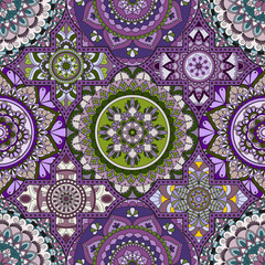 Patchwork pattern. Vintage decorative elements. Hand drawn background. Islam, Arabic, Indian, ottoman motifs. Perfect for printing on fabric or paper.