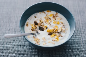 Natural yoghurt with muesli.