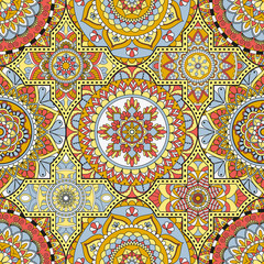 Fototapeta premium Patchwork pattern. Vintage decorative elements. Hand drawn background. Islam, Arabic, Indian, ottoman motifs. Perfect for printing on fabric or paper.