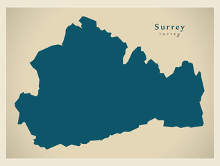 Modern Map - Surrey county England UK illustration