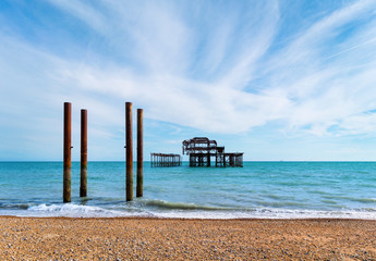 Ruins of the West Pier in Brighton, England - 165897593