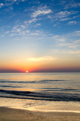 Beautiful sunrise at the Black Sea in Mamaia, Romania