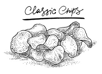 Classic chips. Graphic hand drawn vector illustration.