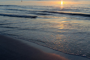 Beautiful sunrise at the Black Sea in Mamaia, Romania