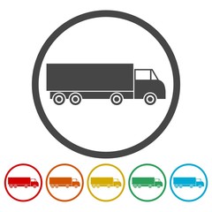 Delivery truck icons set