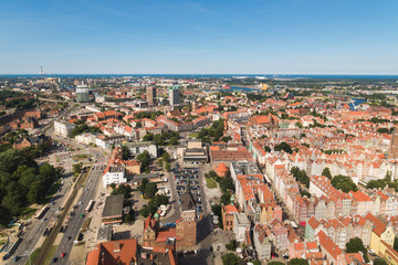 Fototapeta na wymiar Old town of Gdansk, aerial view