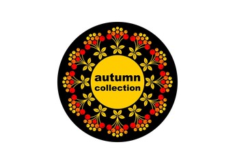 Autumn collection sticker or label in modern line style. Vector illustration.