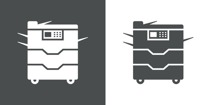 Icono plano fotocopiadora gris y blanco
