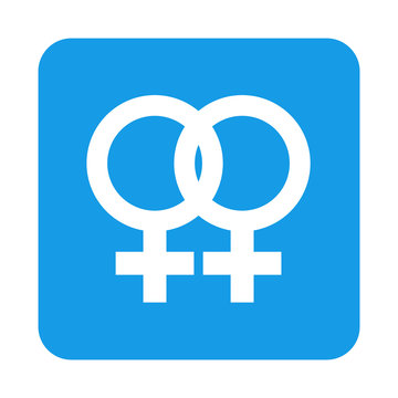 Icono plano lesbico en cuadrado azul