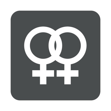 Icono plano lesbico en cuadrado gris