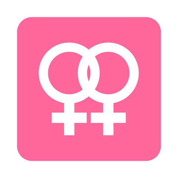Icono plano lesbico en cuadrado rosa