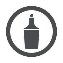 Icono plano rotulador fluorescente en circulo color gris