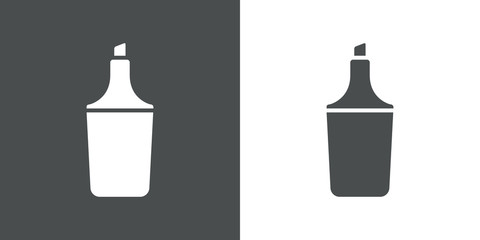 Icono plano rotulador fluorescente gris y blanco