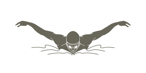 Swimming butterfly, man swimming graphic vector