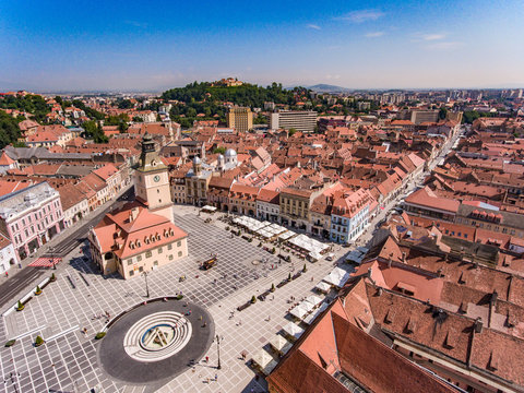 Brasov city centre as seen from above