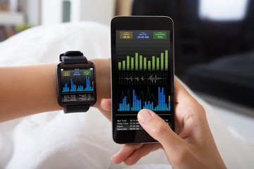Hand With Smart Watch Showing Heart Beat Rate