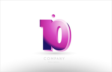 number 10 ten black white pink logo icon design