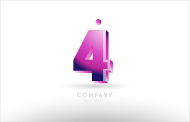 number 4 four black white pink logo icon design