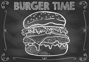 Chalkboard Burger Time with Hand Drawn Burger