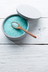 Sea turquoise salt in jar