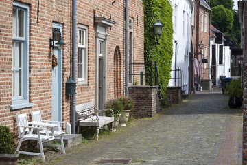 Old historical street with benches