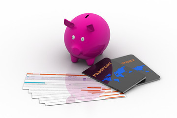 Piggy bank with passport