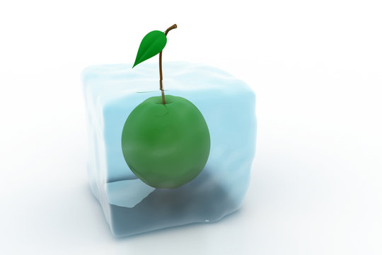Ice cube and apple