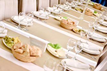 Tableware in a restaurant