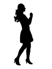 Vector, isolated silhouette girl standing