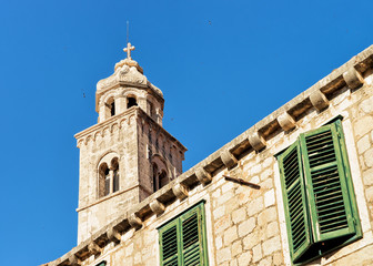 Tower of Dominican Church at Old town Dubrovnik