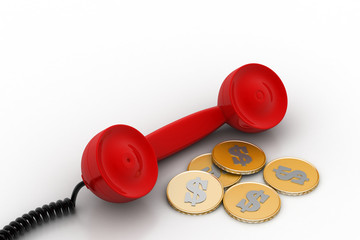 Telephone receiver with gold coin