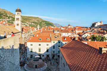 Fototapeta premium People at Large Onofrio Fountain and Franciscan Monastery Dubrovnik