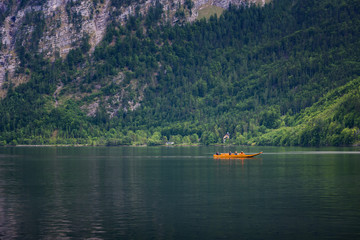 A boat on the lake of Hallstatt, Austria.
