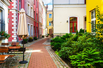 Fototapeta premium Backyard at historical center in Riga Baltic