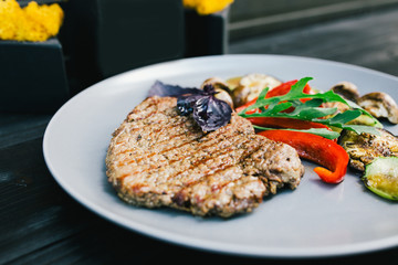 tasty food, luxury food, expensive restaurant, plate on the table