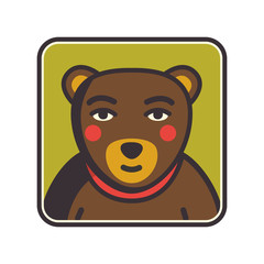 Bear face flat icon. Animal icons series. Bear head Vector Illustration. Illustration of bear head cartoon style. Bear muzzle avatar.
