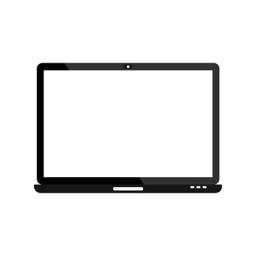 Modern electrical laptop with white blank screen.