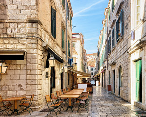 Open Street terrace restaurant in Dubrovnik, Croatia