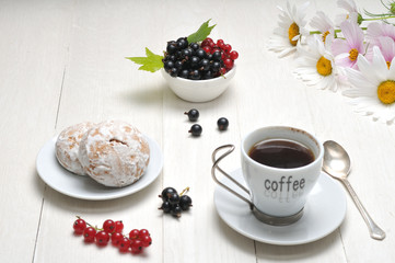 Morning coffee on a wooden table