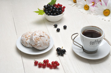 Morning coffee on a wooden table