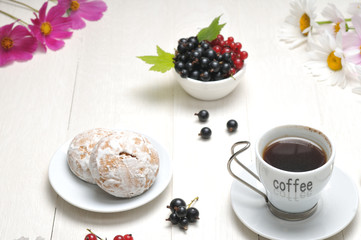 Morning coffee on a wooden table